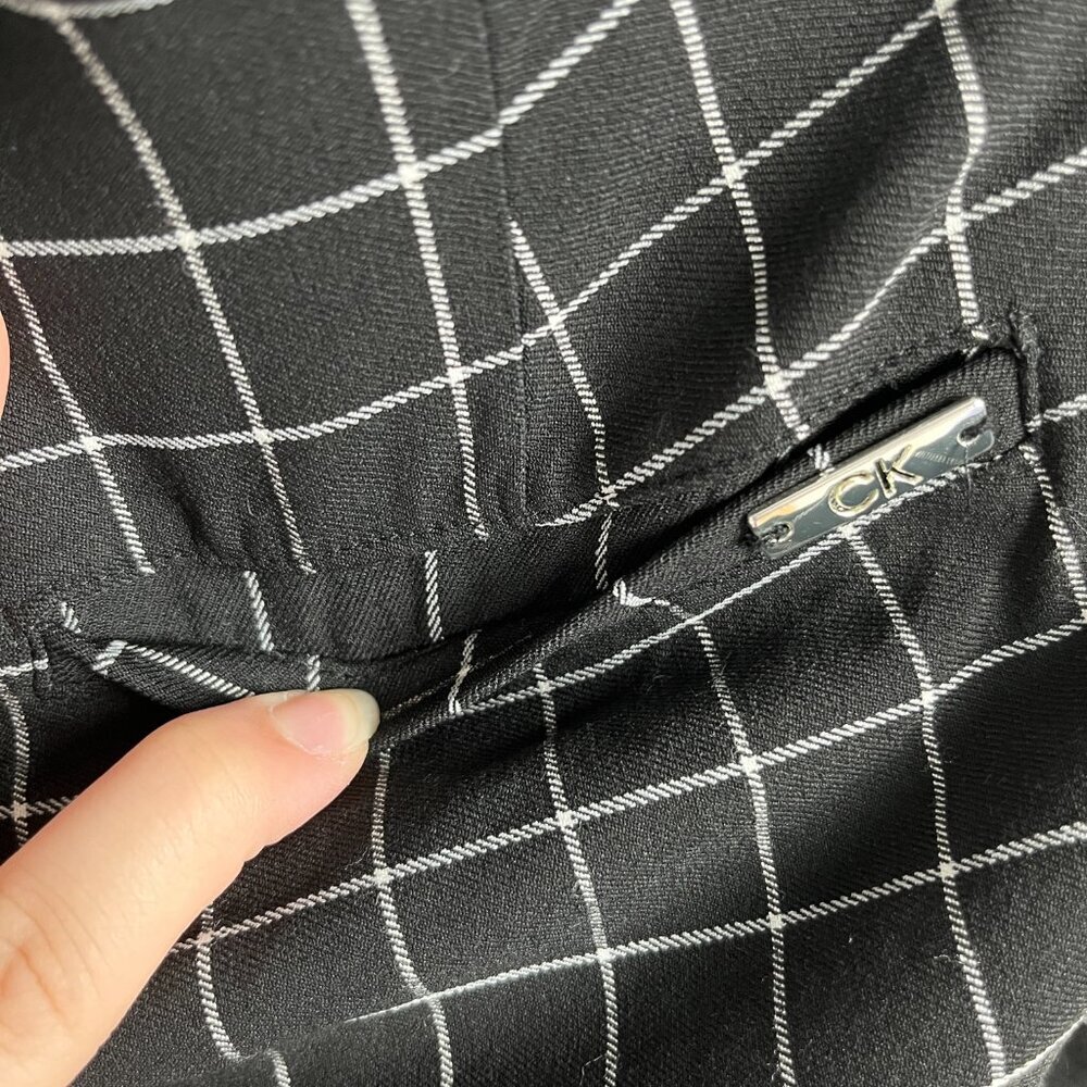 Calvin Klein Women’s Pants Size 4 Black White Plaid Stretch Leggings Workwear - Picture 5 of 9